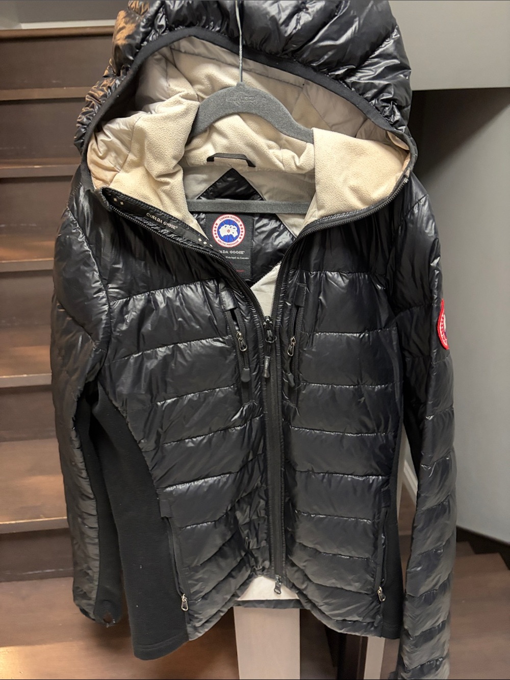 Canada Goose Black Quilted Hooded Puffer with Cream Lining - Picture 13 of 16